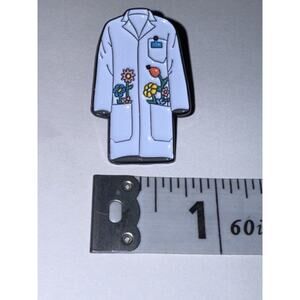Blue Lab Coat With Flowers Pin Brooch